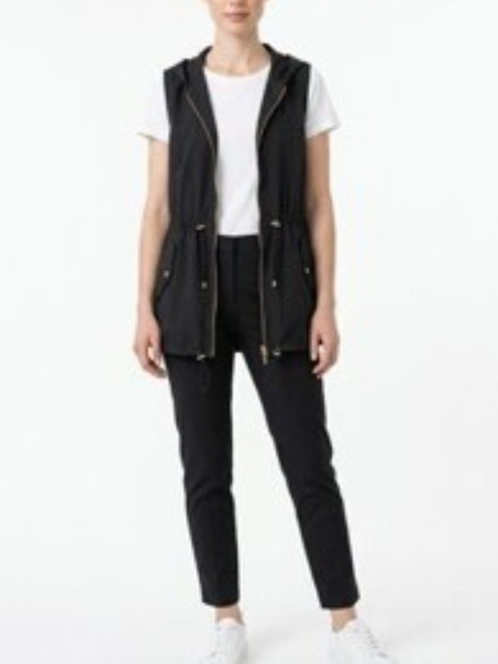 MICHAEL Michael Kors hooded anorak utility vest black women's size M